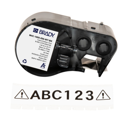 Brady M4C-1000-595-WT-BK / 170833, 25.40 mm x 7.62 m, Винил, черен печат / бял фон