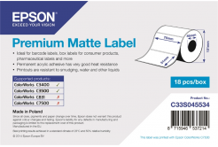 Epson C33S045534 Preмiuм Matte, за ColorWorks, 76x51мм, 650 бр, бели самозалепващи етикети