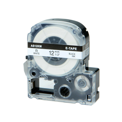 Epson LK-4TBN, ST12KW, C53S654408, 12mm x 9m, черен печат / прозрачен фон, съвместима лента