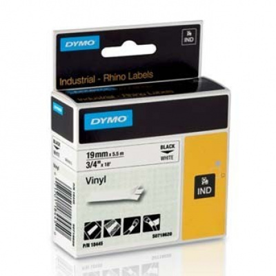 Dymo Rhino 18445, S0718620, 19mm x 5,5m черен печат / бял фон, оригинална лента
