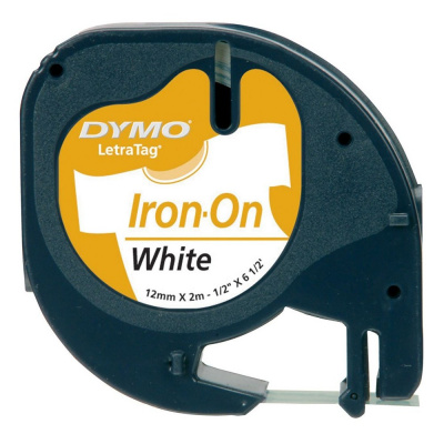Dymo LetraTag 18770, S0718850, 12mm x 2m черен печат / бял фон оригинална лента за гладене
