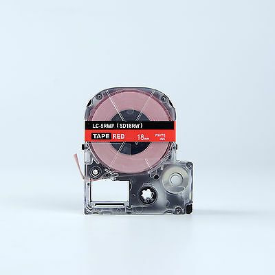 Epson LK-5RWP, SD18RW, 18mm x 9m, бял печат / червен фон, съвместима лента