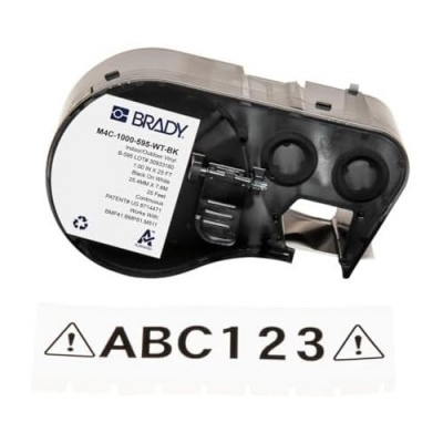 Brady M4C-500-595-CL-WT / 170822, 12.70 mm x 6.10 m, Винил, бял печат / прозрачен фон
