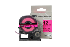 Epson SK12P, 12mm x 5m, черен печат / флуоресцентни розов фон, съвместима лента