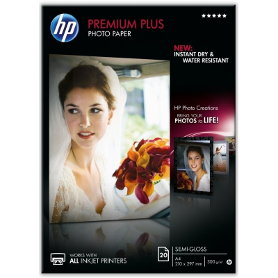 HP Premium Plus Semi-Gloss Photo Paper CR673A, 300 г/м2, A4, 20 бр., полугланц, бял, фотографска хартия
