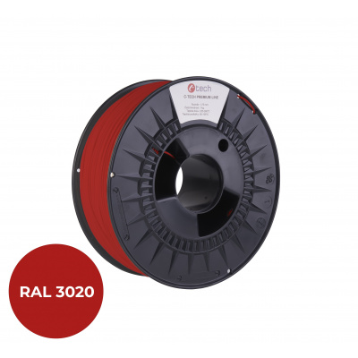 C-Tech 3DF-P-PETG1.75-3020 3D филамент, PREMIUM LINE, PETG, RAL3020, 1,75mm, 1000g, Сигнално червен (Traffic red)