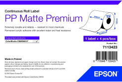 Epson 7113423 PP Matte, за ColorWorks, 210ммx55м, полипропилен, бели самозалепващи етикети