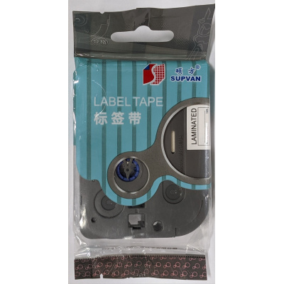 Самозалепваща лента Supvan L-221E, 9мм x 8м, черен печат / бял фон, ламинирана