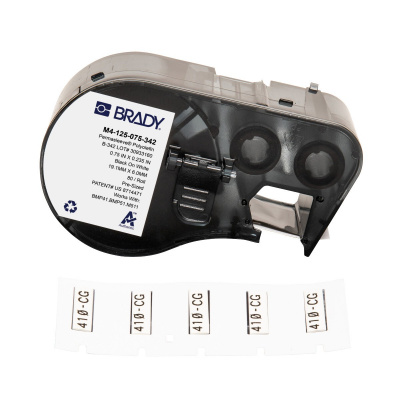 Brady M4-125-075-342 / 170721, 19.05 mm x 5.97 mm, Polyolefin, черно копиране / бял фон