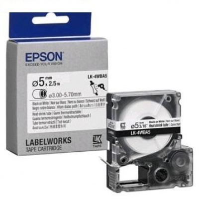Epson LK-4WBA5 C53S654904 6мм x 9м, черно копиране / бял фон, оригинален термоусадочен шлаух