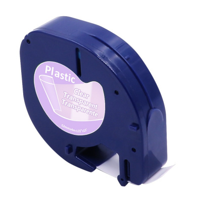 Dymo 12267 LetraTag 12mm x 4m, черен печат / прозрачен субстрат, съвместима лента