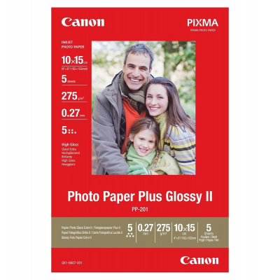 Canon Glossy Photo Paper 2311B053, 275 г/м2, 10x15см, 5 бр., лъскав, бял, фотографска хартия