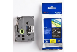Brother TZ-355 / TZe-355, 24mm x 8m, бял печат/черен фон, оригинална лента