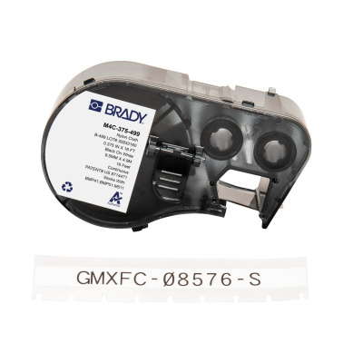 Brady M4C-375-499 / 170793, 9.53 mm x 4.88 m, Найлон, черен печат / бял фон