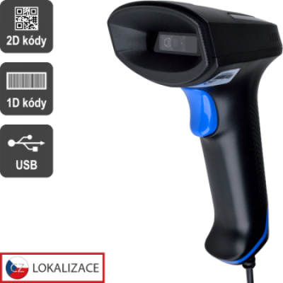 CCD 2D čtečka Virtuos HT-851A, USB (klávesnice/RS-232 emulace), bez stojánku, černá