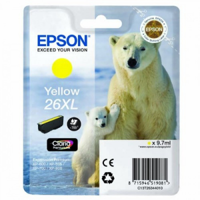 Epson T26344022, T263440, 26XL жълт (yellow) оригинална касета