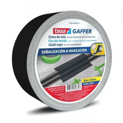 Tesa 53949 Matt Gaffer Tape, черна матова текстилна лента, 50 мм x 50 м