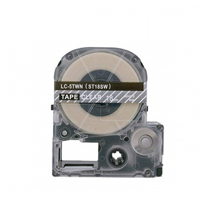 Epson LC-4TWN, ST18SW, 18mm x 8m, бял печат / прозрачен фон, съвместима лента