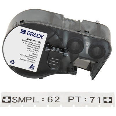 Brady M4C-375-461 / 170875, 9.53 mm x 7.62 m, Полиестер, черен печат / бял фон