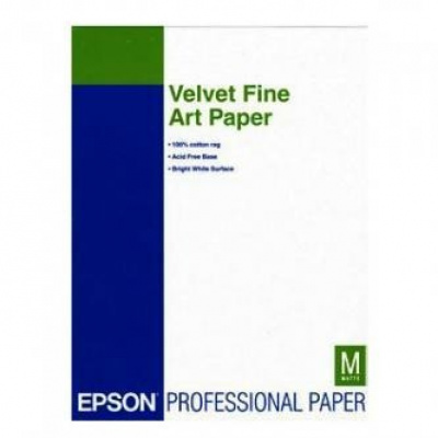 Epson Velvet Fine Art Paper S041637 C13S041637, 260 г/м2, A3+, 20 бр., кадифе, бял, фотографска хартия