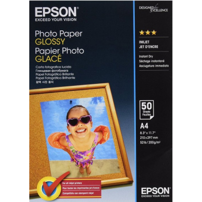 Epson paper Photo C13S042539, 200 г/м2, A4, 50 бр., лъскав, мастиленоструен, бял, фотографска хартия