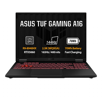 ASUS TUF Gaming A16/FA608PM-QT140WZ/R9-8940HX/16"/2560x1600/32GB/1TB/RTX 5060/W11H/Сив/2R