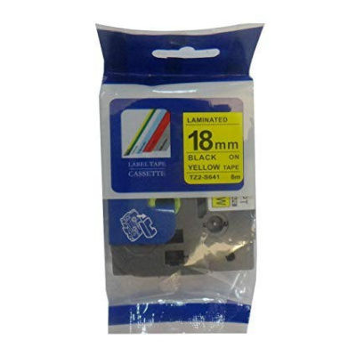 Съвместима лента с Brother TZ-S641/TZe-S641 18mm x 8m extr.adh. черен печат/жълт фон