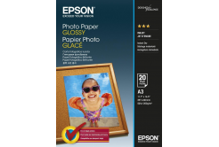 Epson Glossy Photo Paper C13S042536, 200 г/м2, A3, 20 бр., лъскав, бял, фотографска хартия