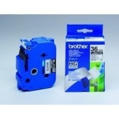 Brother HGe-261, 36mm x 8m, 5 бр, черен печат/бял фон,оригинална лента