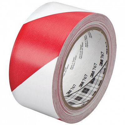 3M 767 PVC лента бяло-червена, 50 мм x 33 м