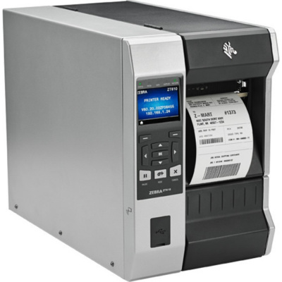 Zebra ZT610 ZT61046-T0E01C0Z, принтер за етикети, 24 точки/мм (600 dpi), дисплей (цвят), RTC, RFID, ZPL, ZPLII, USB, RS232, BT, Ethernet