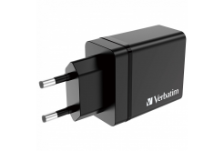 VERBATIM Универсален адаптер зарядно устройство CHR-30EU2, 30W, 1x USB-C, 3x USB черен