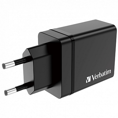 VERBATIM Универсален адаптер зарядно устройство CHR-30EU2, 30W, 1x USB-C, 3x USB черен