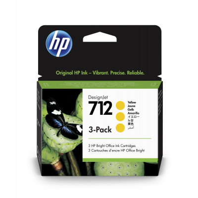 HP 712 3ED79A жълт (yellow) 3бр оригинална касета