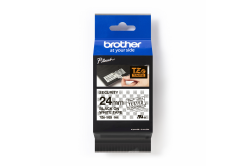 Brother TZe-SE5 Pro Tape, 24mm x 8m, черен печат/бял фон, пломбиращ, оригинална лента