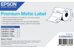 Epson C33S045531 Preмiuм Matte, за ColorWorks, 102x51мм, 650 бр, бели самозалепващи етикети