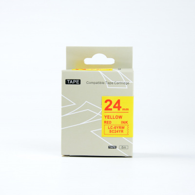 Epson LK-6YRN, SC24YR, 24mm x 9m, червен печат / жълт фон, съвместима лента