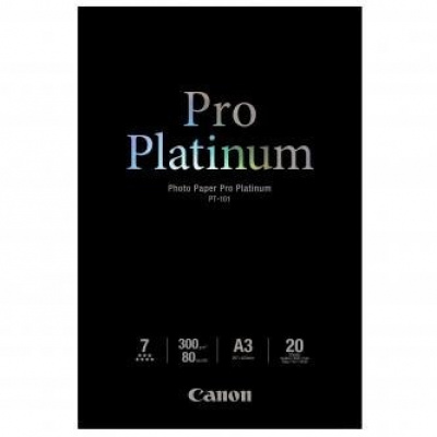 Canon Photo Paper Pro Platinum PT-101 2768B017, 300 г/м2, A3, 20 бр., лъскав, мастиленоструен, бял, фотографска хартия