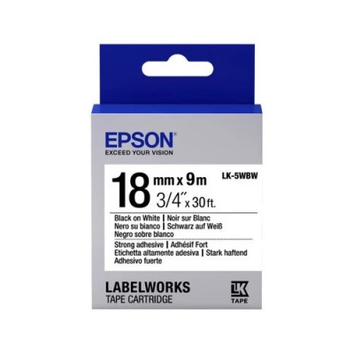 Epson LabelWorks LK-5WBW C53S655012 18мм x 9м, черно копиране / бял фон, силно лепищ, оригинален лента