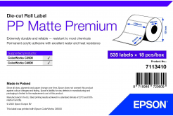 Epson 7113410 PP Matte, за ColorWorks, 102x51мм, 535 бр, полипропилен, бели самозалепващи етикети