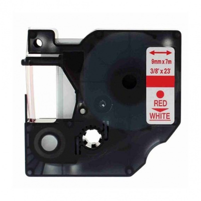 Съвместима лента с Dymo 40915, S0720700, 9mm x 7m червен печат / бял фон