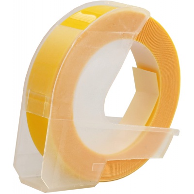 Dymo Omega, 9mm x 3m, бял печат / жълт фон, съвместима лента