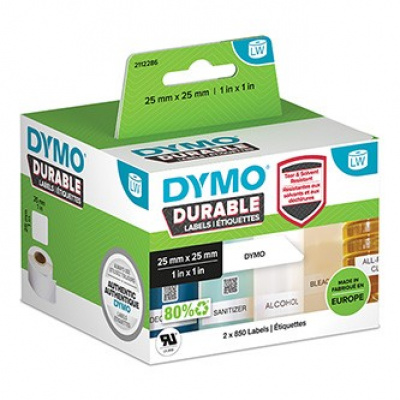 Dymo полипропиленови етикети 25мм x 25мм, бели, мултифункционален, 2x850 бр, 2112286