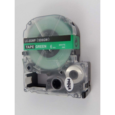 Epson LK-SD6GW, 6mm x 9m, бял печат / зелен фон, съвместима лента
