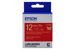 Epson LabelWorks LK-4RKK C53S654033 12мм x 5м, златен печат / червен фон, текстилна лента, оригинален лента
