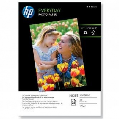 HP Everyday Glossy Photo Paper Q5451A, 200 г/м2, A4, 25 бр., лъскав, мастиленоструен, бял, фотографска хартия
