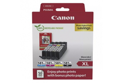 Canon CLI-581XL 2052C006 цвят (CMYK) оригинален комплект касети + фотохартия
