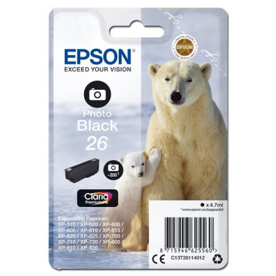 Epson 26 T2611 foto черен (photo black) оригинална касета