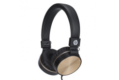 HP DHH-1206 слушалки с микрофон, управление на силата на звука, черно-златни, класически тип 3,5 мм жак