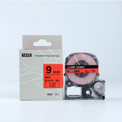 Epson LTS9RW, 9mm x 5m, червен печат / бял фон, съвместима лента